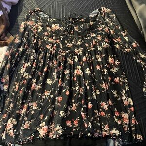 Floral Black Sheer Blouse